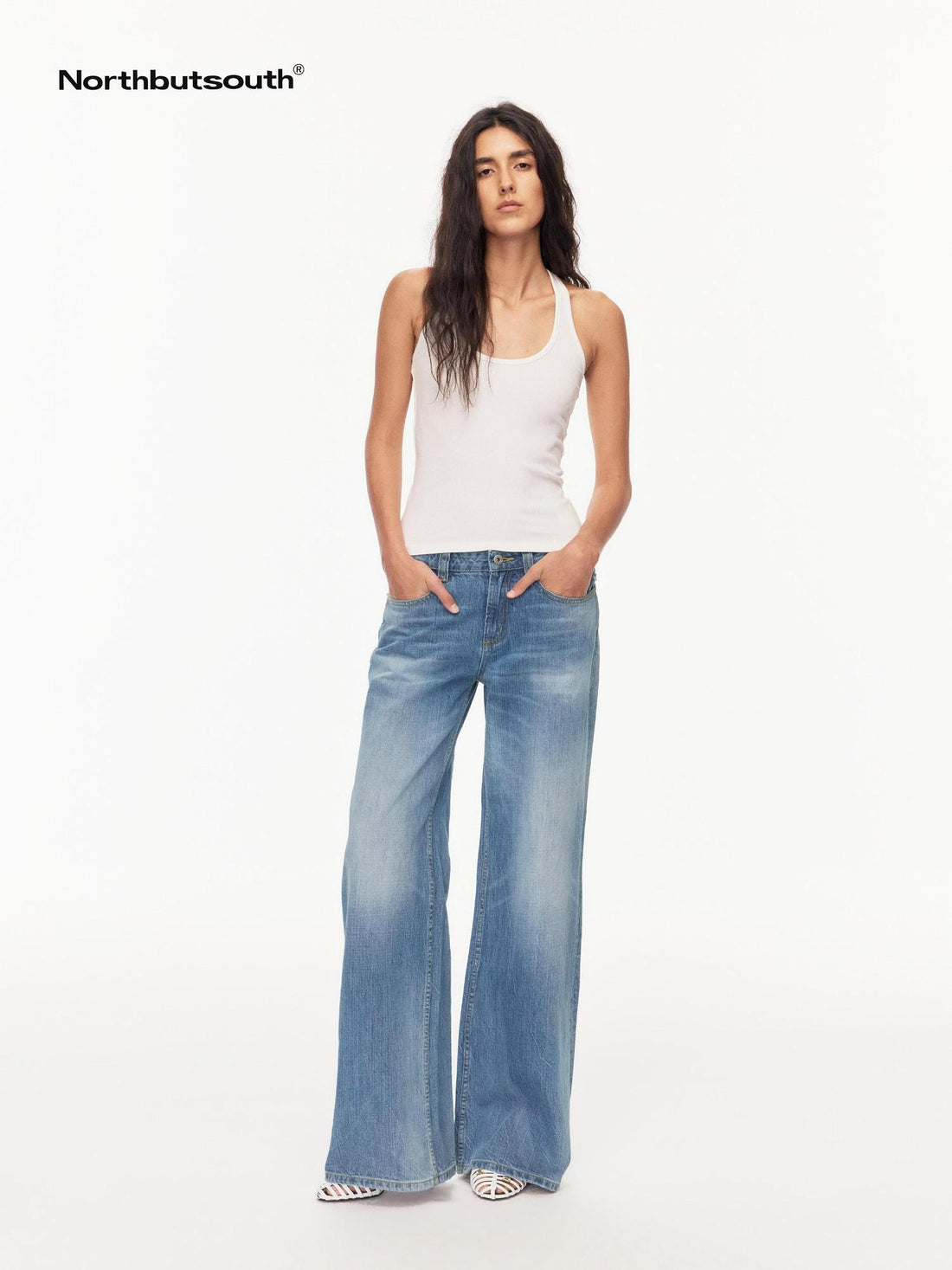 Northbutsouth Classic Three Color Ribbed Racerback Slimming Women&