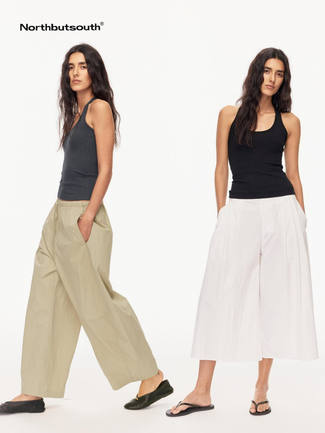 Northbutsouth Classic Three Color Ribbed Racerback Slimming Women&