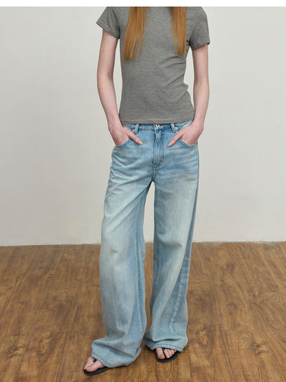 Northbutsouth Classic Washed Sky Blue Relaxed Fit Straight Leg Jeans