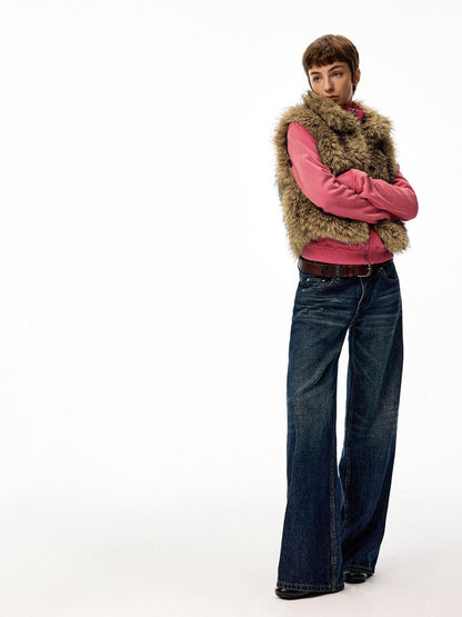 Northbutsouth Coffee Brown Fluffy Eco Faux Fur Cropped Women&
