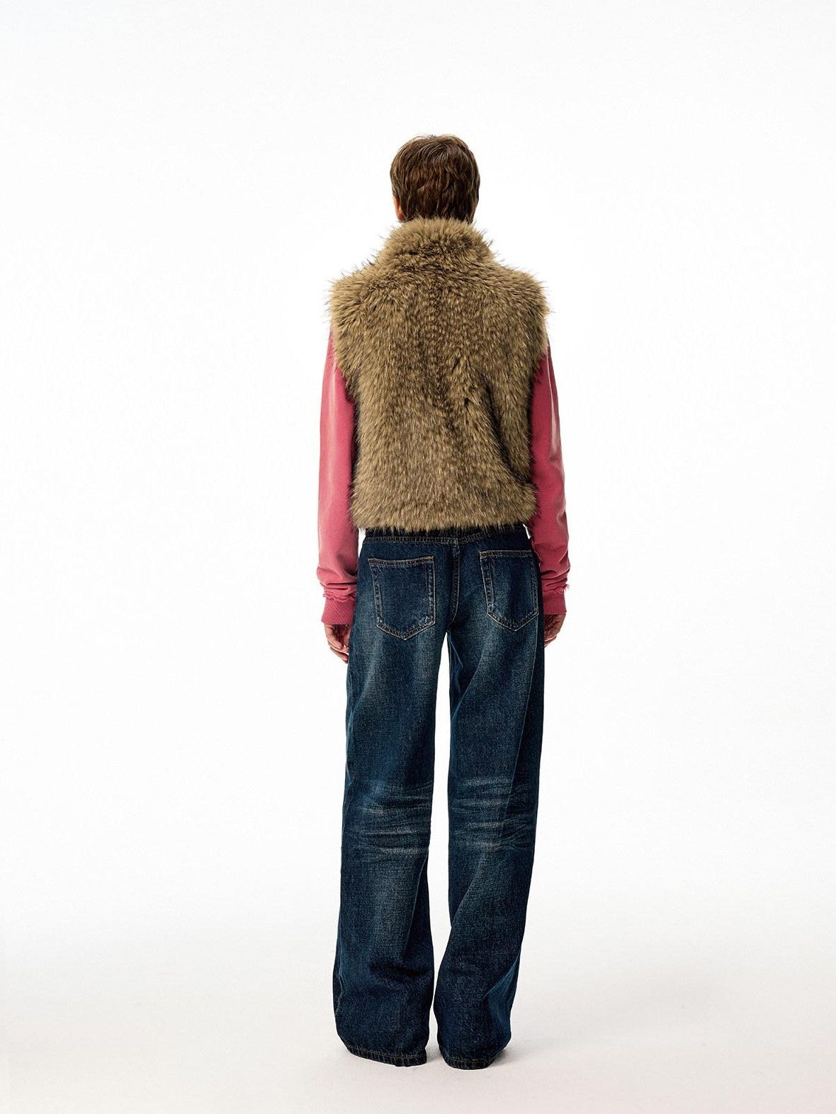 Northbutsouth Coffee Brown Fluffy Eco Faux Fur Cropped Women&