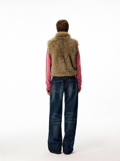 Northbutsouth Coffee Brown Fluffy Eco Faux Fur Cropped Women&