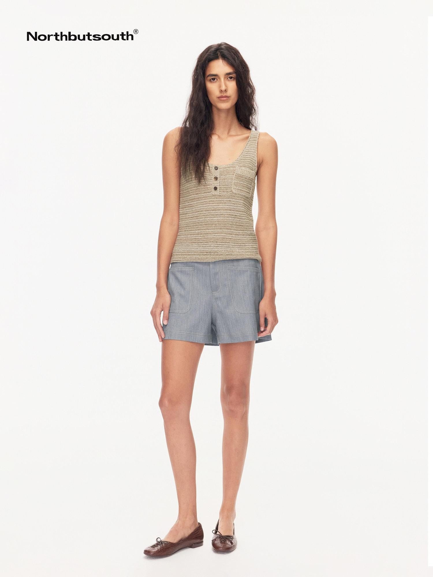 Northbutsouth Colorblock Denim Patch Pockets Women&