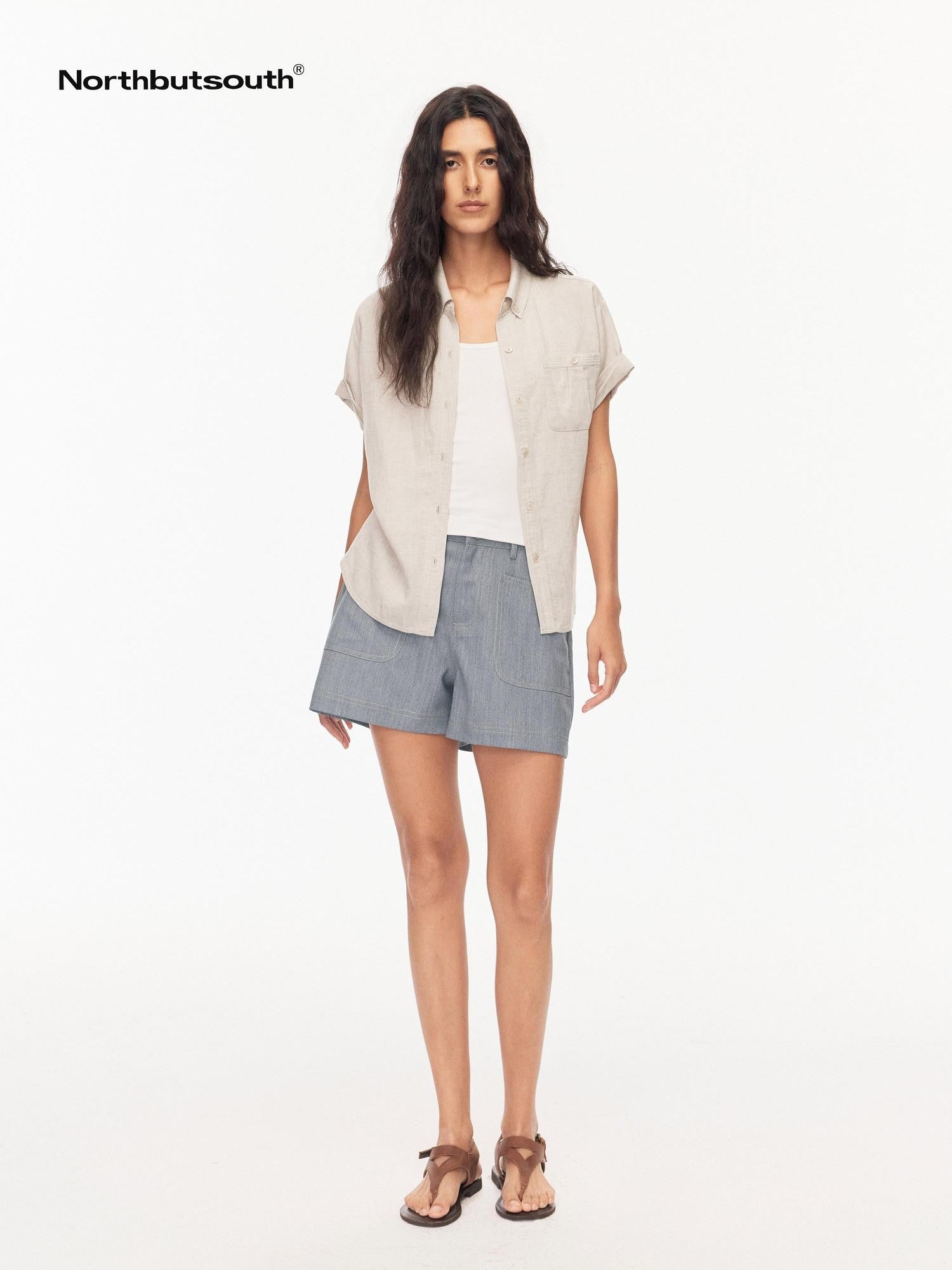 Northbutsouth Colorblock Denim Patch Pockets Women&