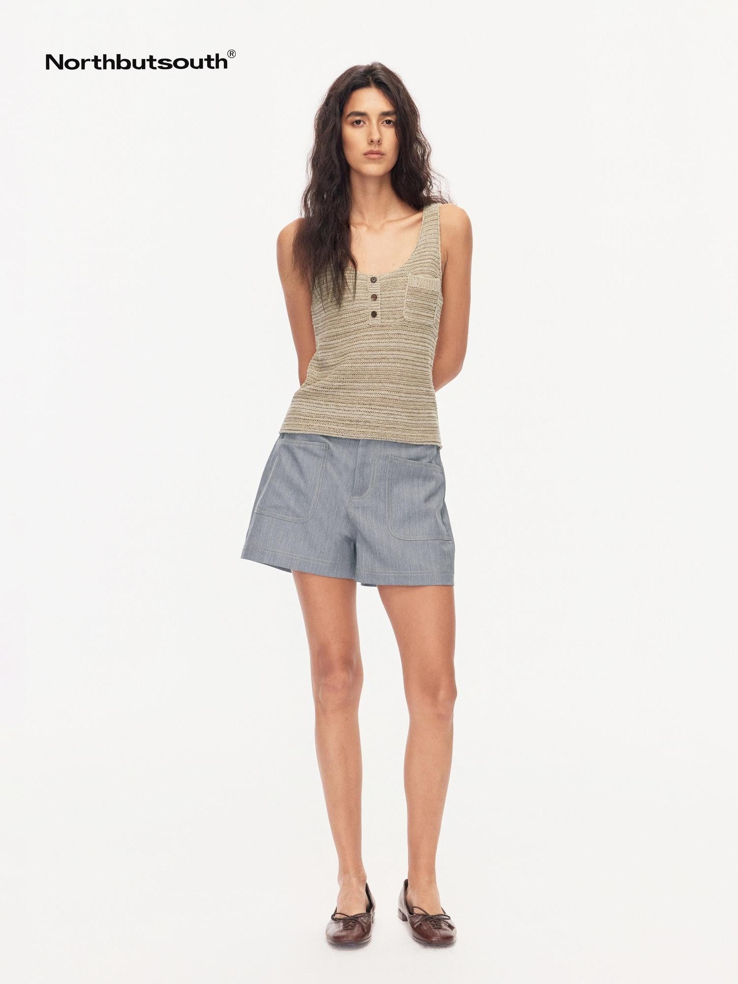 Northbutsouth Colorblock Denim Patch Pockets Women&