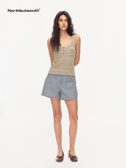 Northbutsouth Colorblock Denim Patch Pockets Women&