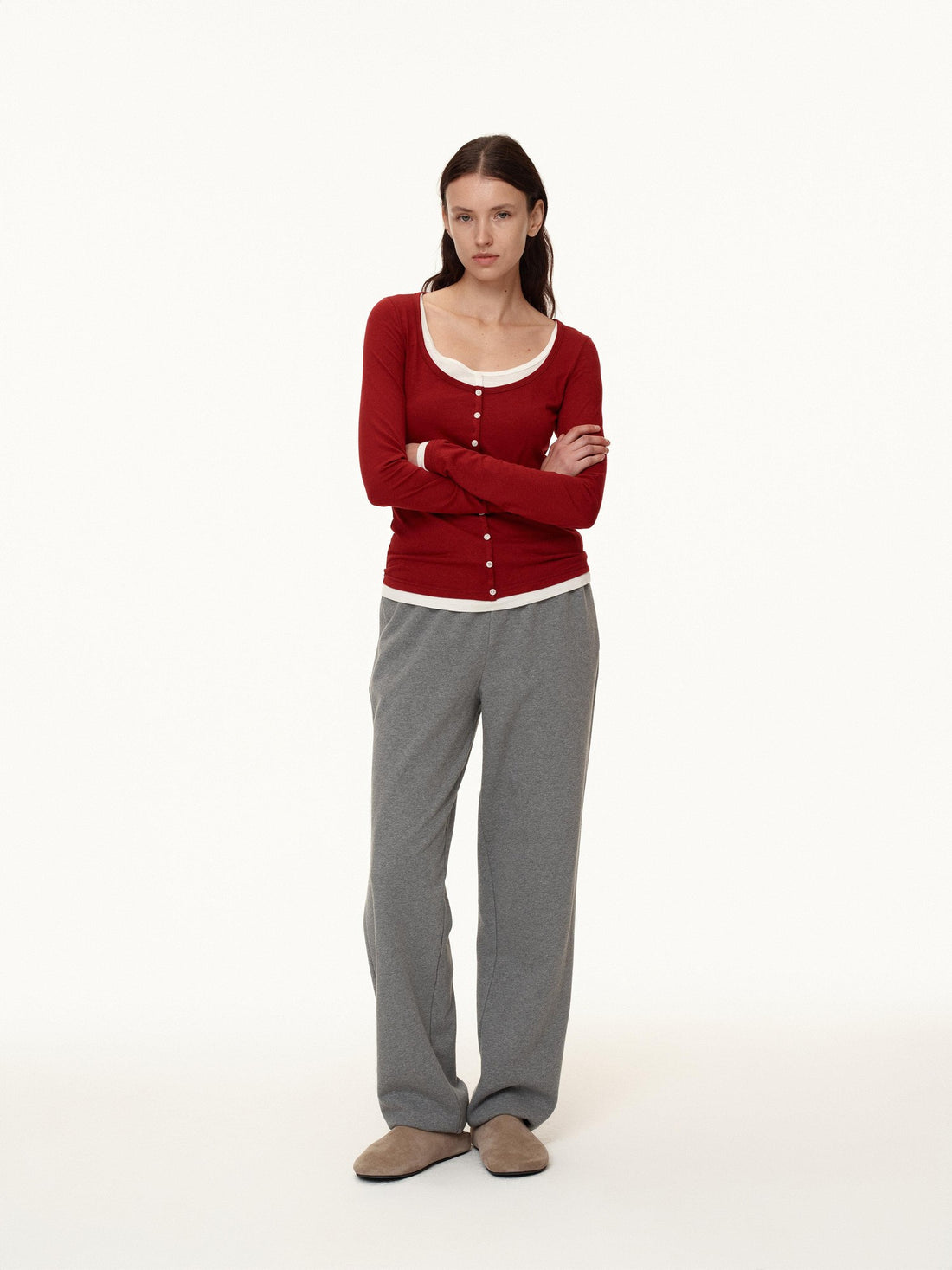 Northbutsouth Colorblock Faux Layered U Neck Women&