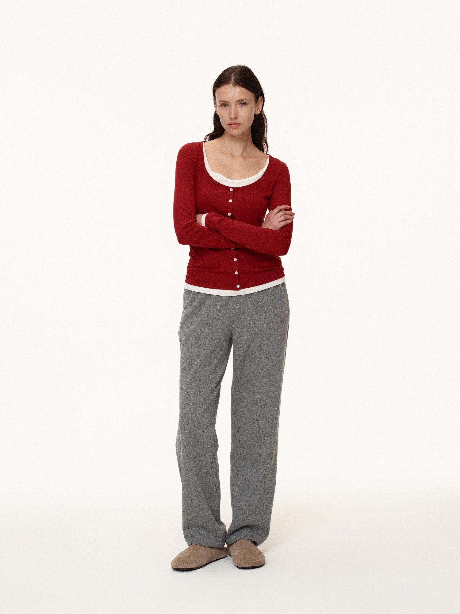 Northbutsouth Colorblock Faux Layered U Neck Women&