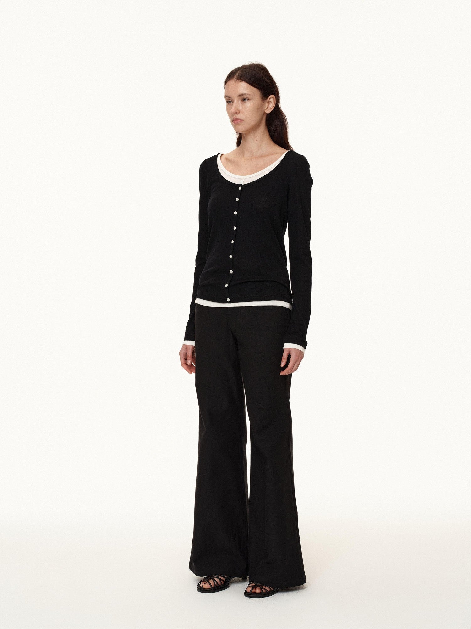 Northbutsouth Colorblock Faux Layered U Neck Women&