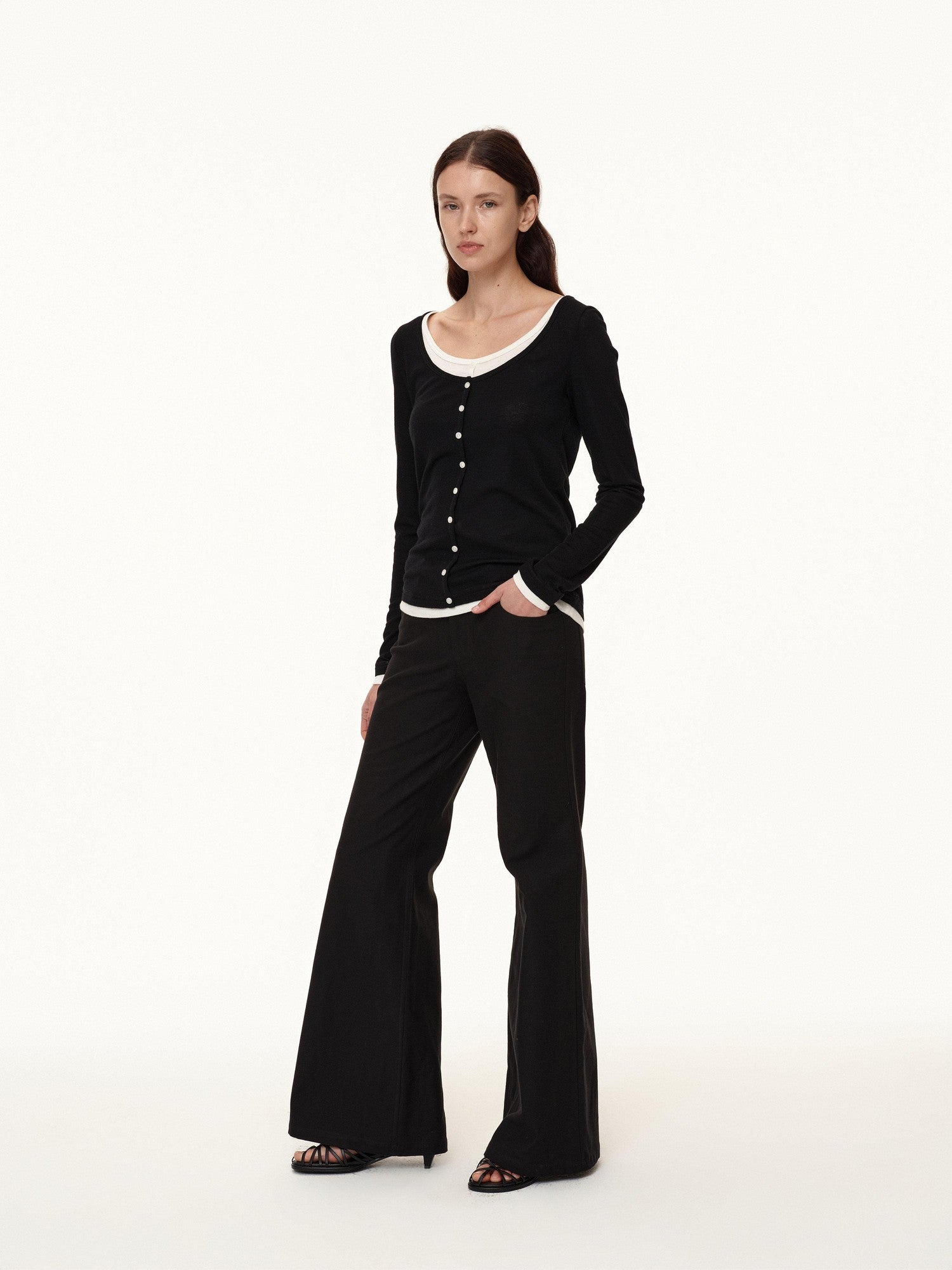 Northbutsouth Colorblock Faux Layered U Neck Women&