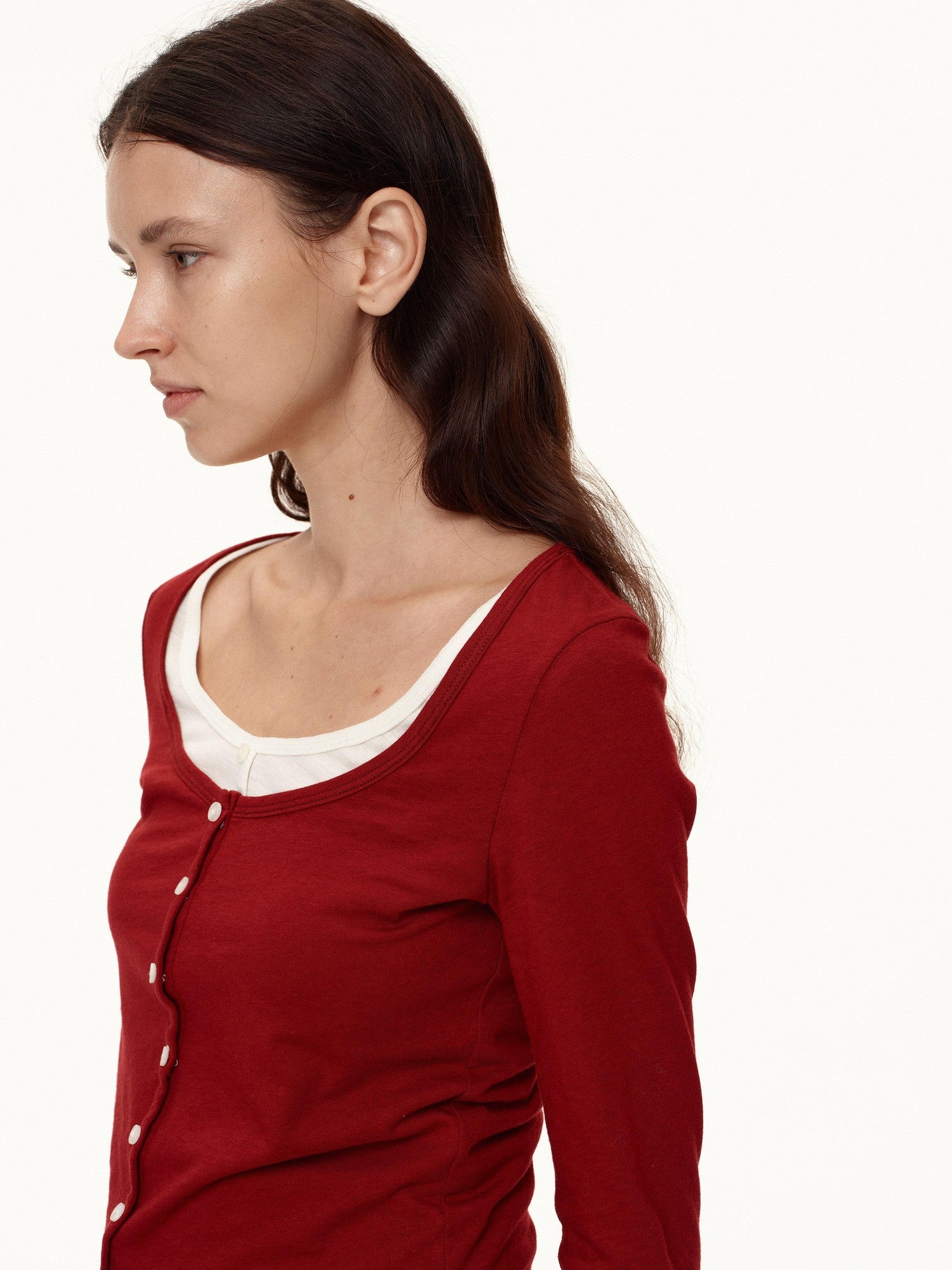 Northbutsouth Colorblock Faux Layered U Neck Women&