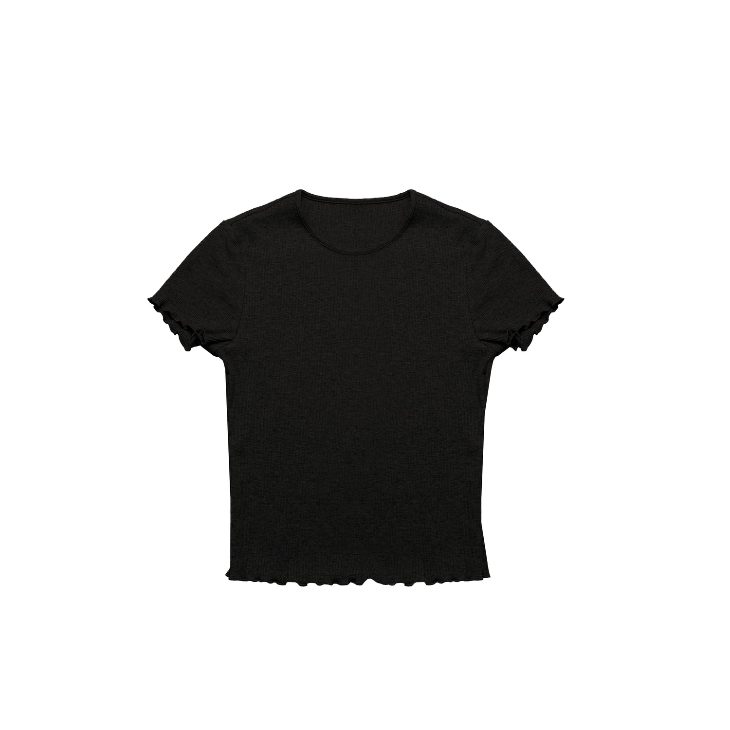 Northbutsouth Colorful Ribbed Cotton Knit T-shirt With Ruffle Trim MISSTT