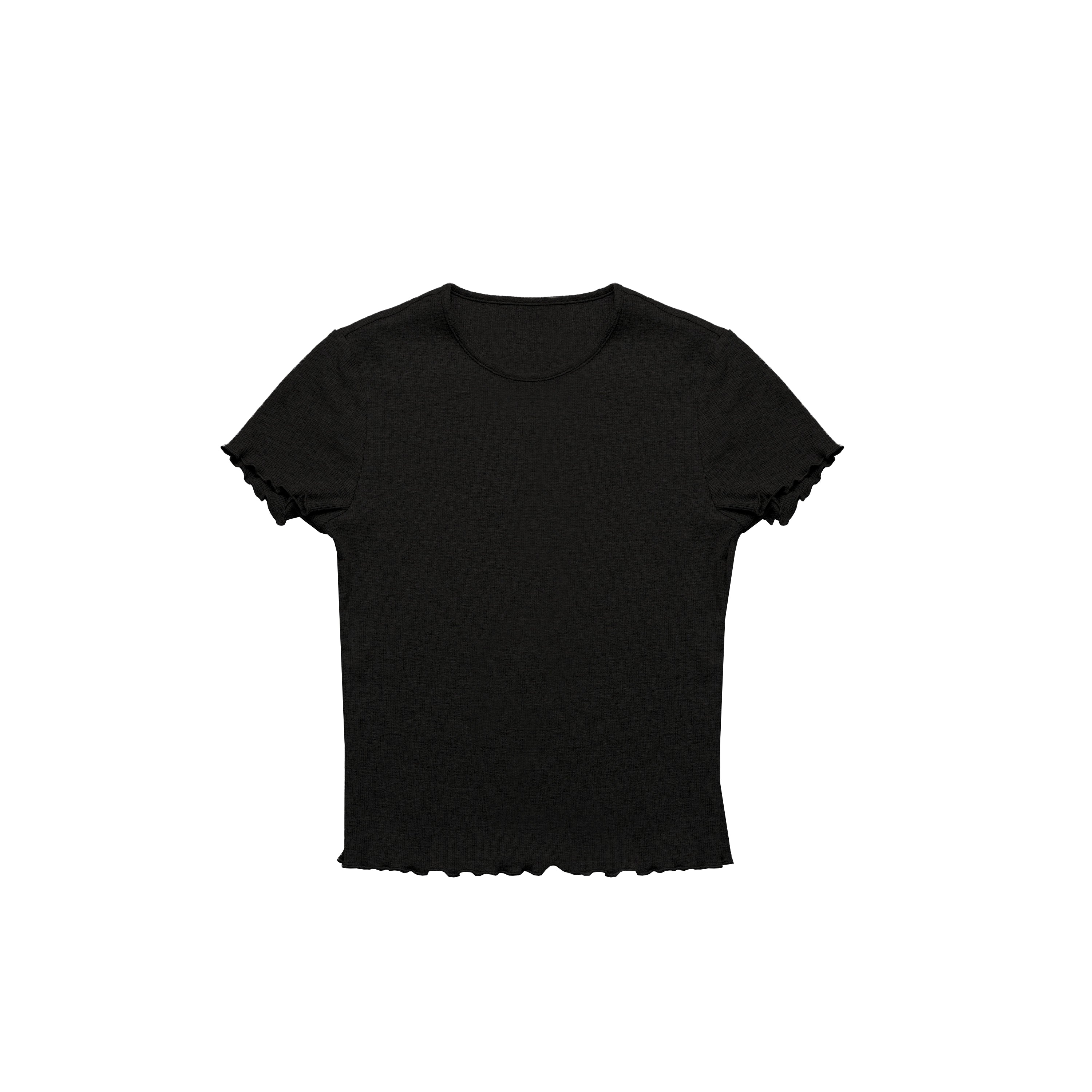 Northbutsouth Colorful Ribbed Cotton Knit T-shirt With Ruffle Trim MISSTT