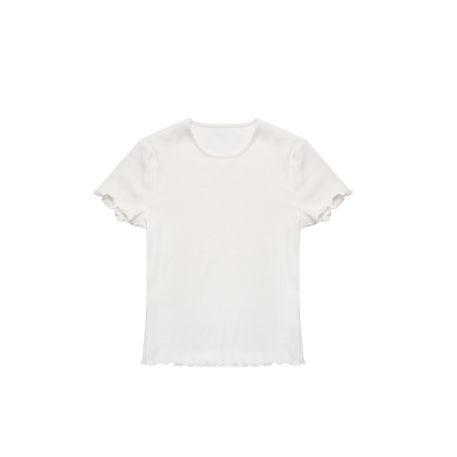 Northbutsouth Colorful Ribbed Cotton Knit T-shirt With Ruffle Trim MISSTT