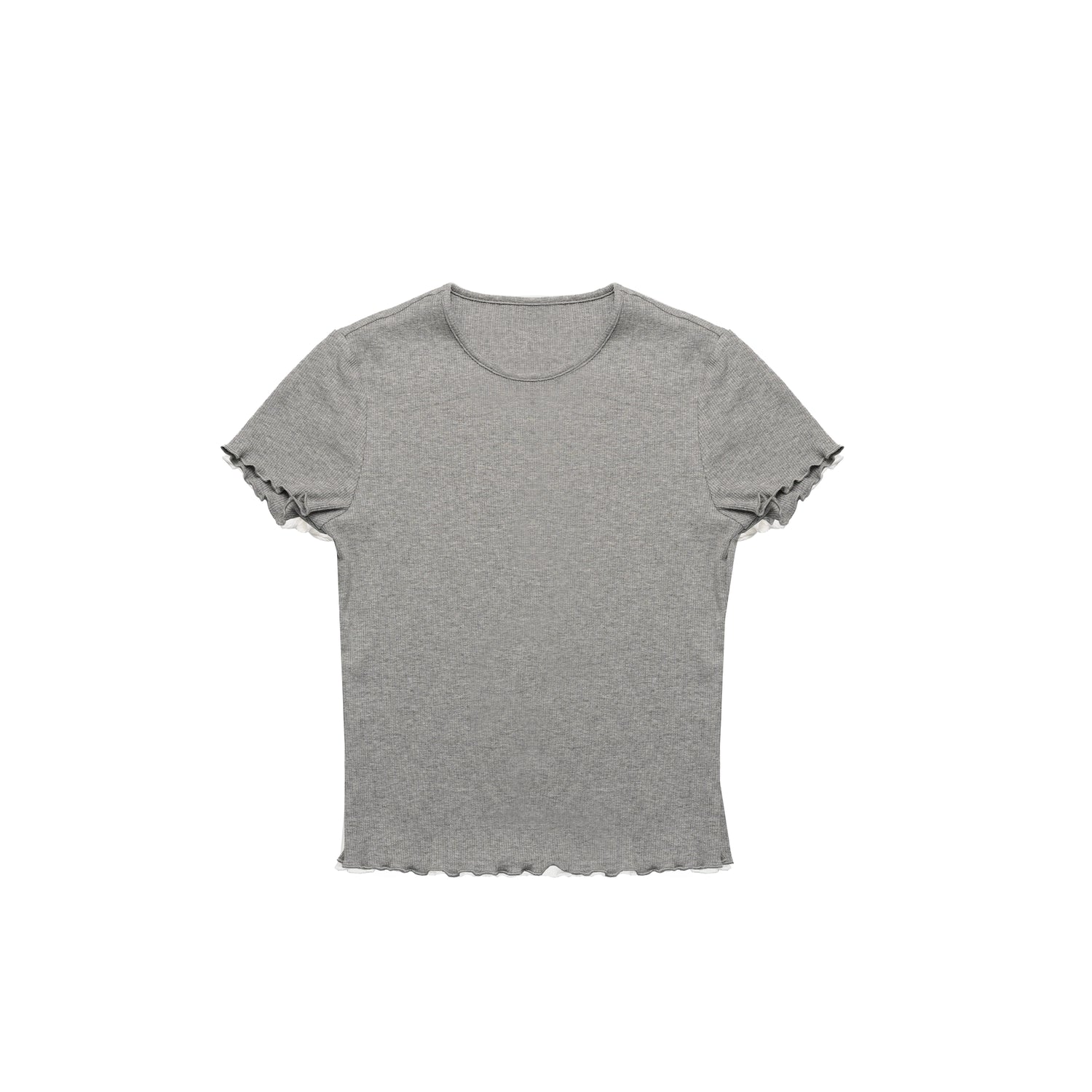 Northbutsouth Colorful Ribbed Cotton Knit T-shirt With Ruffle Trim MISSTT