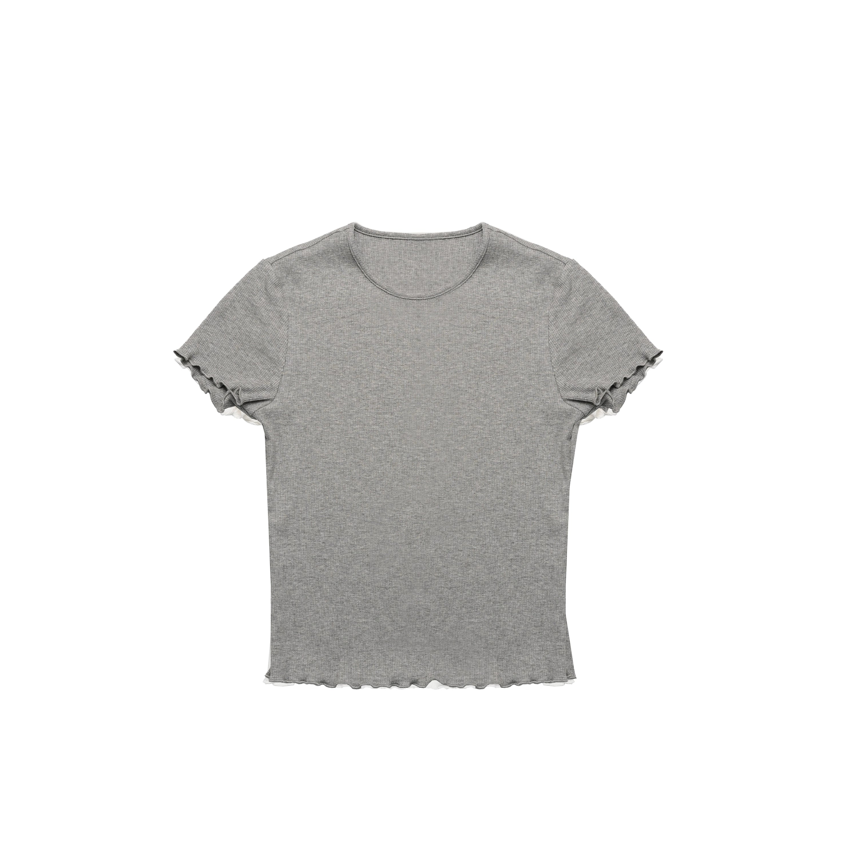 Northbutsouth Colorful Ribbed Cotton Knit T-shirt With Ruffle Trim MISSTT