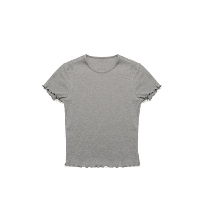 Northbutsouth Colorful Ribbed Cotton Knit T-shirt With Ruffle Trim MISSTT