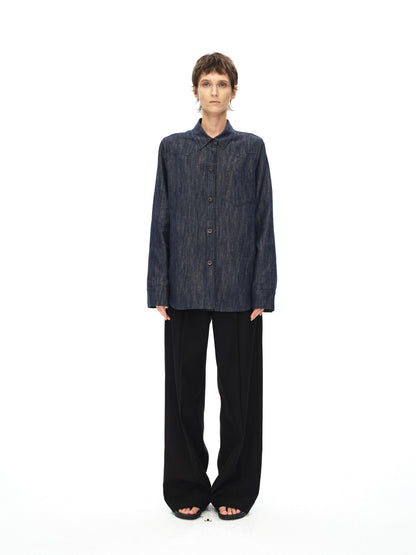 Northbutsouth Cotton Linen Denim Logo Button Casual Jacket