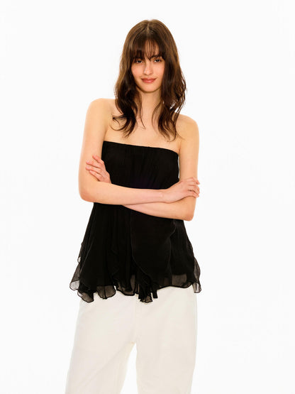 Northbutsouth Crinkle Bandeau Two Way Insert Panel Adjustable Waist Women&