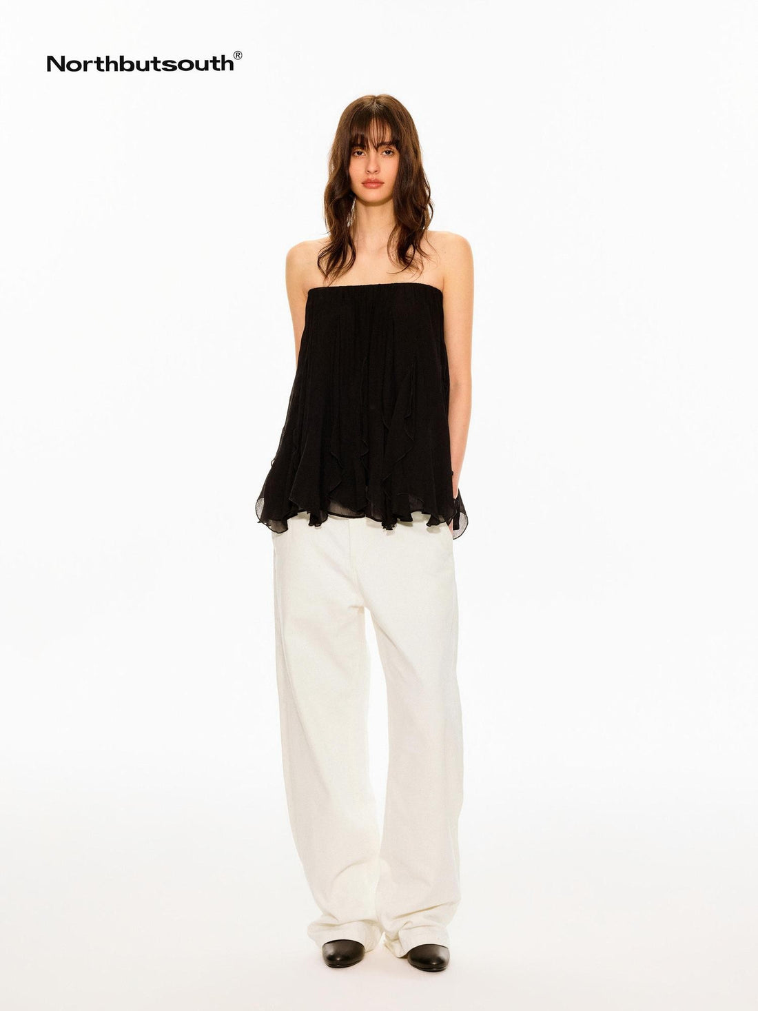 Northbutsouth Crinkled Texture Adjustable Waist Insert Panel Convertible Women&