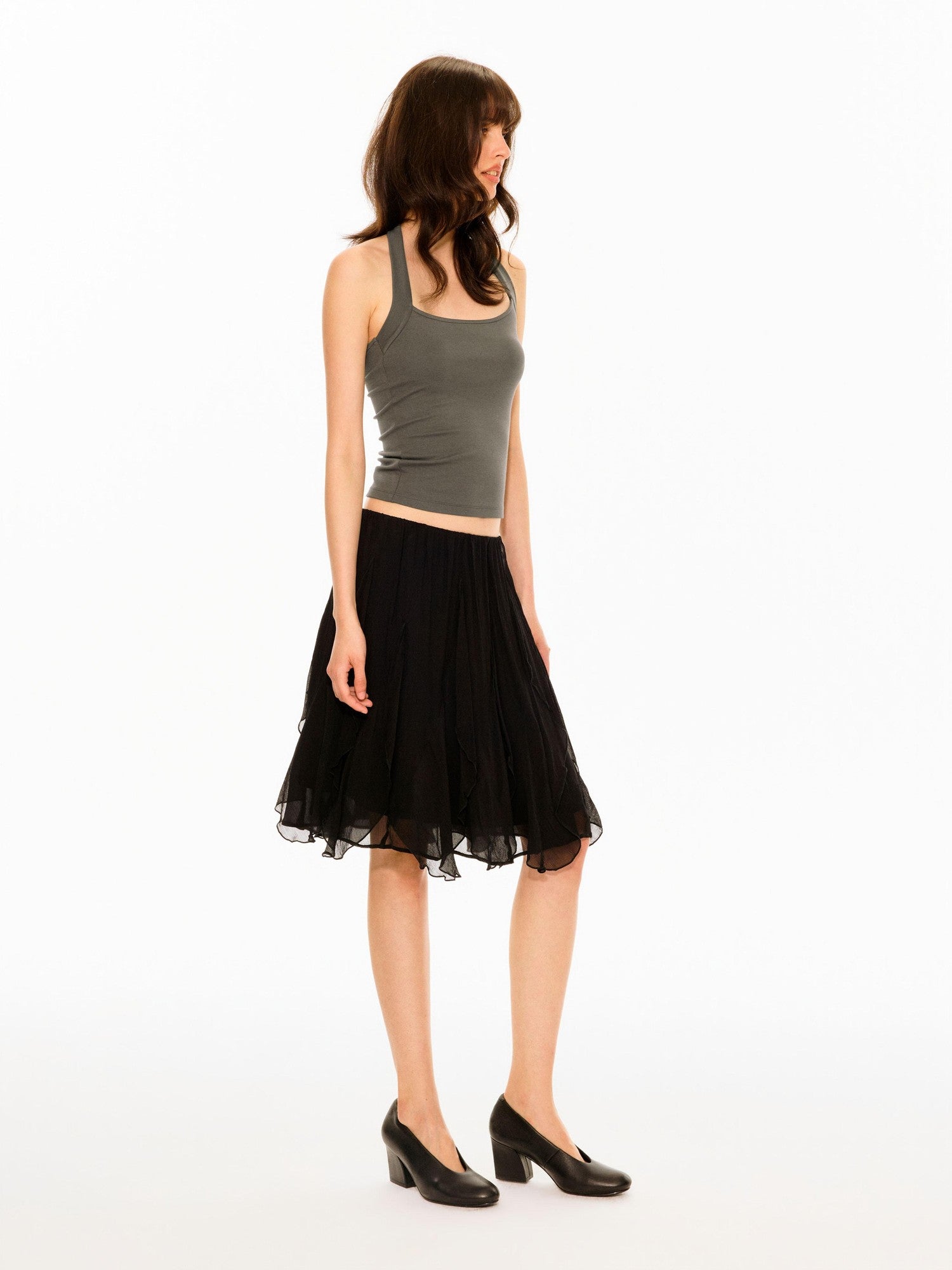 Northbutsouth Crinkled Texture Adjustable Waist Insert Panel Convertible Women&