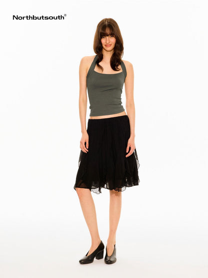 Northbutsouth Crinkled Texture Adjustable Waist Insert Panel Convertible Women&