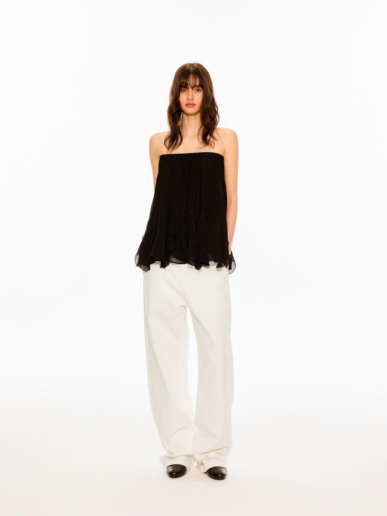 Northbutsouth Crinkled Texture Adjustable Waist Insert Panel Convertible Women&