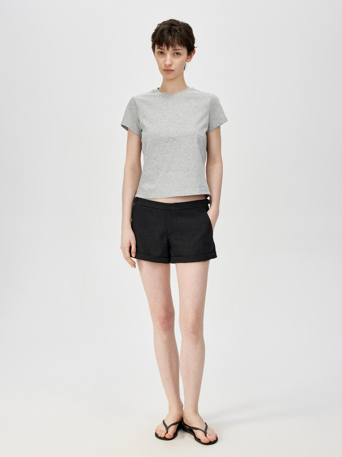 Northbutsouth Cropped Cotton Crewneck Tee Multi Color Basic Fit