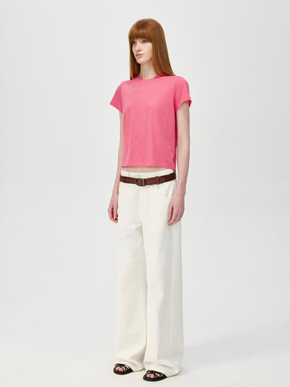 Northbutsouth Cropped Cotton Crewneck Tee Multi Color Basic Fit