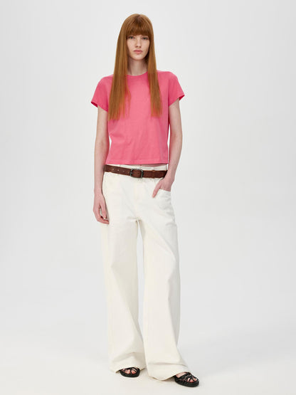 Northbutsouth Cropped Cotton Crewneck Tee Multi Color Basic Fit