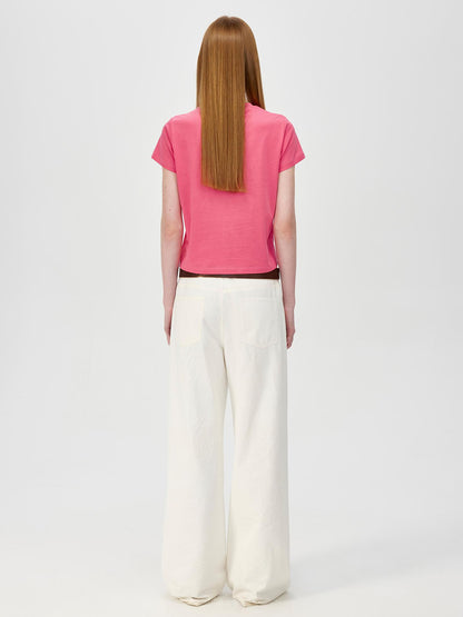 Northbutsouth Cropped Cotton Crewneck Tee Multi Color Basic Fit