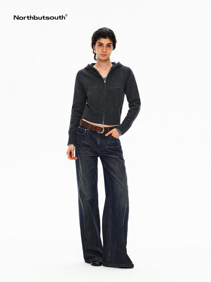 Northbutsouth Cropped Ribbed Panel Front Pockets Women&