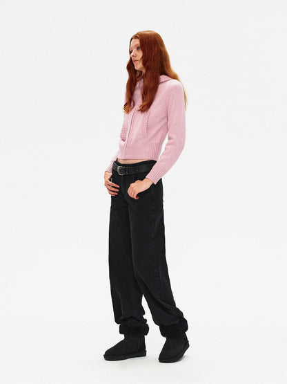 Northbutsouth Cropped Ribbed Panel Front Pockets Women&