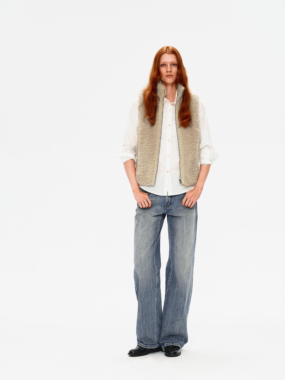 Northbutsouth Curly Plush High Collar Straight Cut Women&
