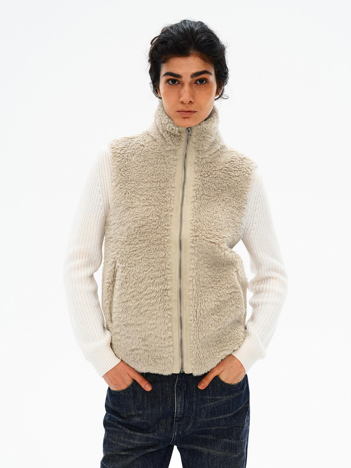 Northbutsouth Curly Plush High Collar Straight Cut Women&