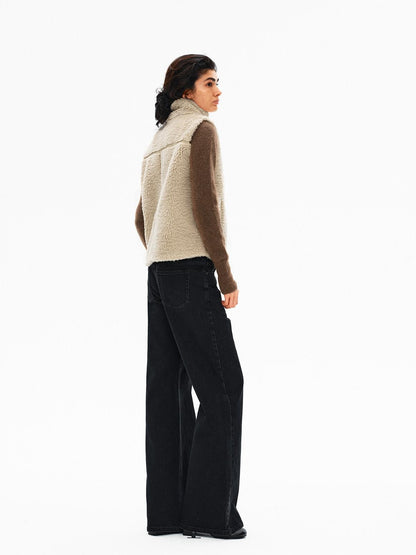 Northbutsouth Curly Plush High Collar Straight Cut Women&