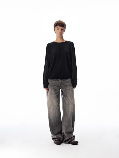 Northbutsouth Curly Thermal Crewneck Loose Long Sleeve Women&