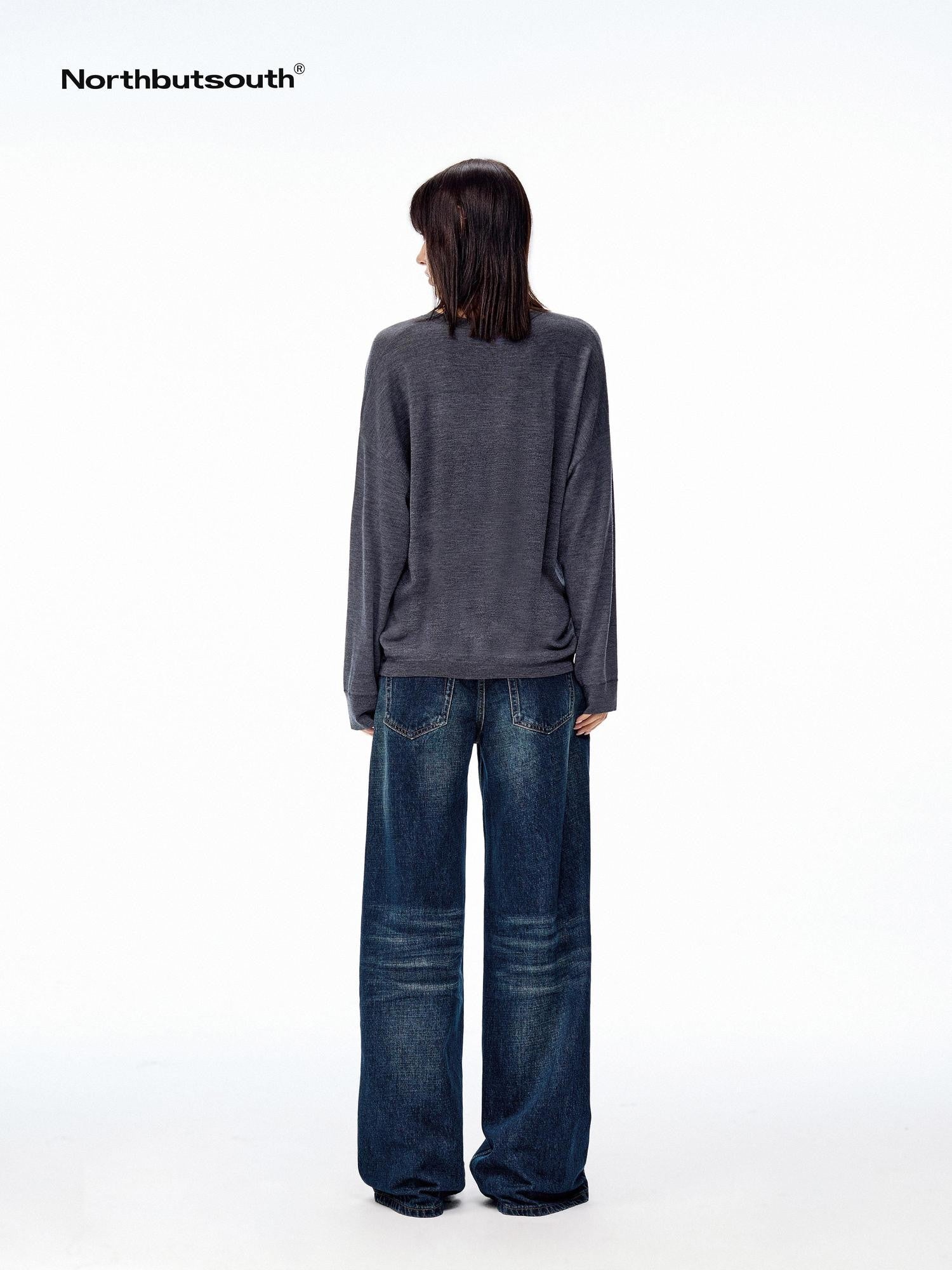 Northbutsouth Curly Thermal Crewneck Loose Long Sleeve Women&
