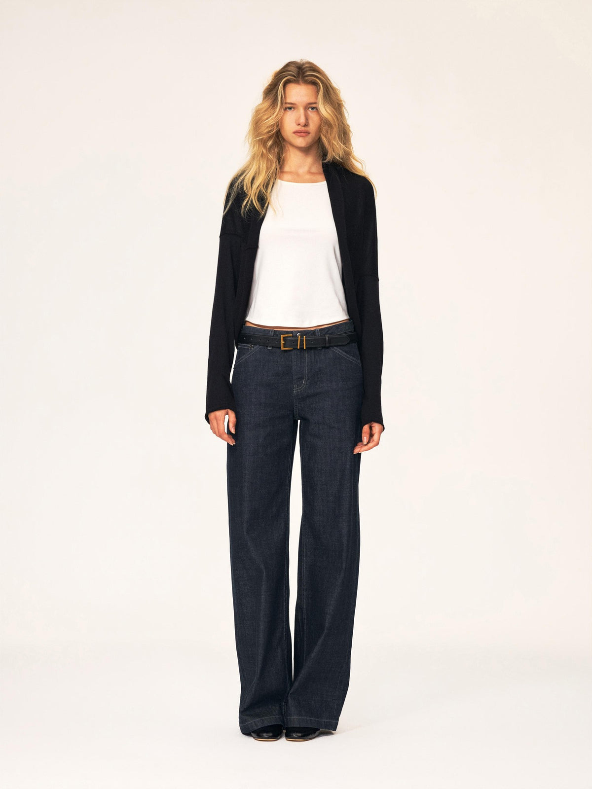Northbutsouth Curved Rolled Edge Open Front Loose Knit Cotton Women&
