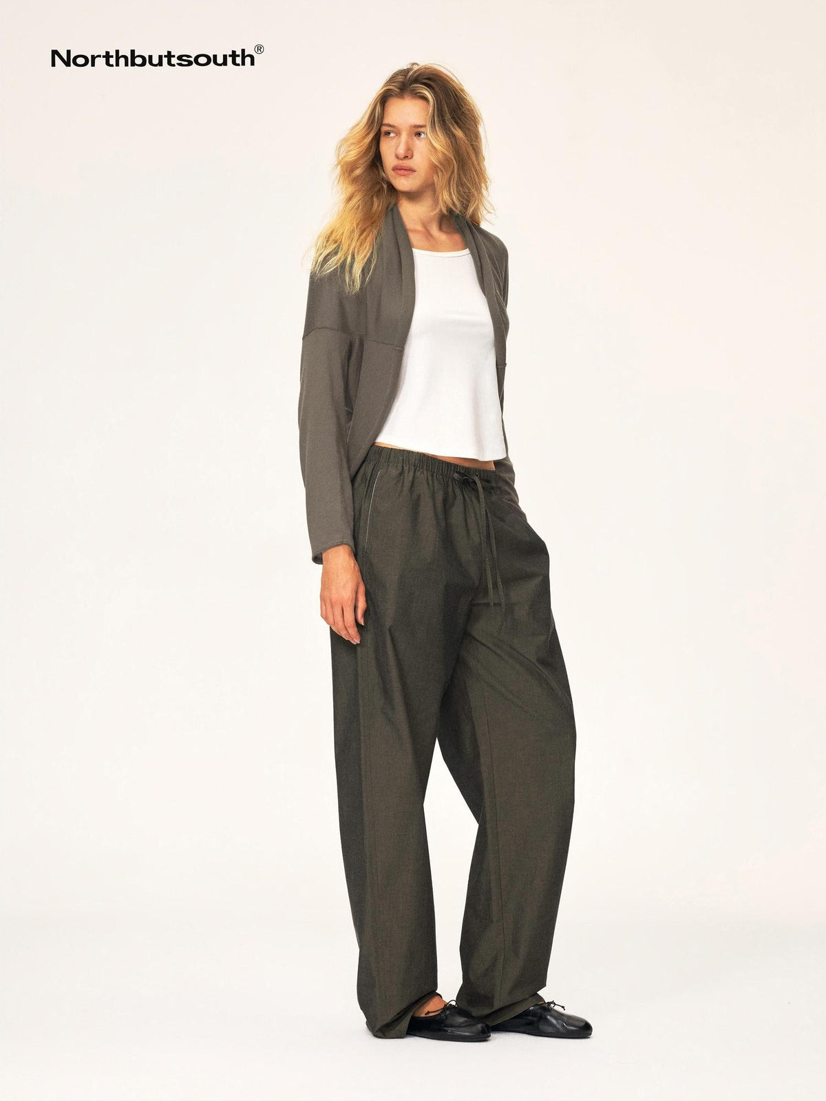 Northbutsouth Curved Rolled Edge Open Front Loose Knit Cotton Women&