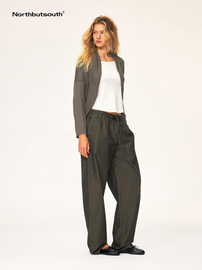Northbutsouth Curved Rolled Edge Open Front Loose Knit Cotton Women&
