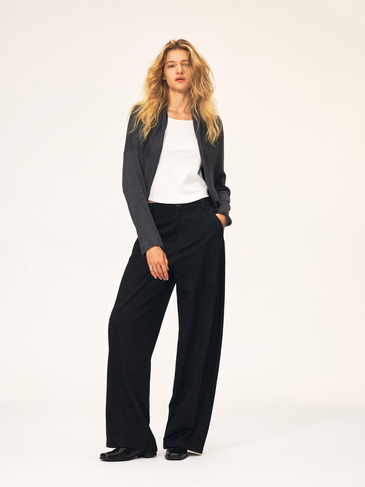 Northbutsouth Curved Rolled Edge Open Front Loose Knit Cotton Women&