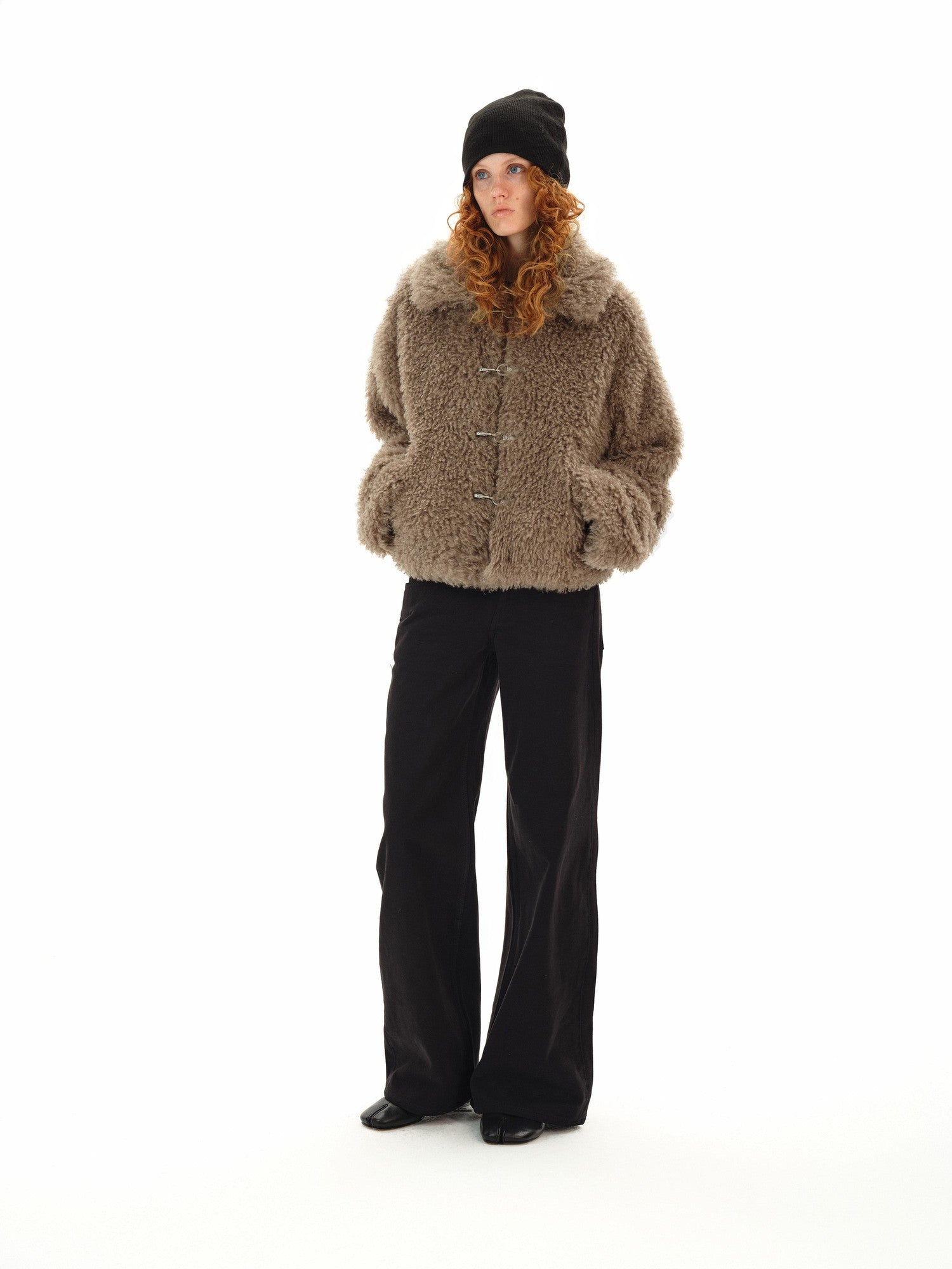 Northbutsouth Dandelion Touch Micro Curl Stand Collar High Waist Women&