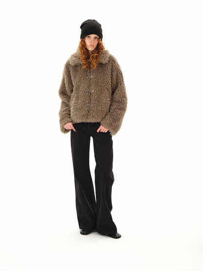 Northbutsouth Dandelion Touch Micro Curl Stand Collar High Waist Women&