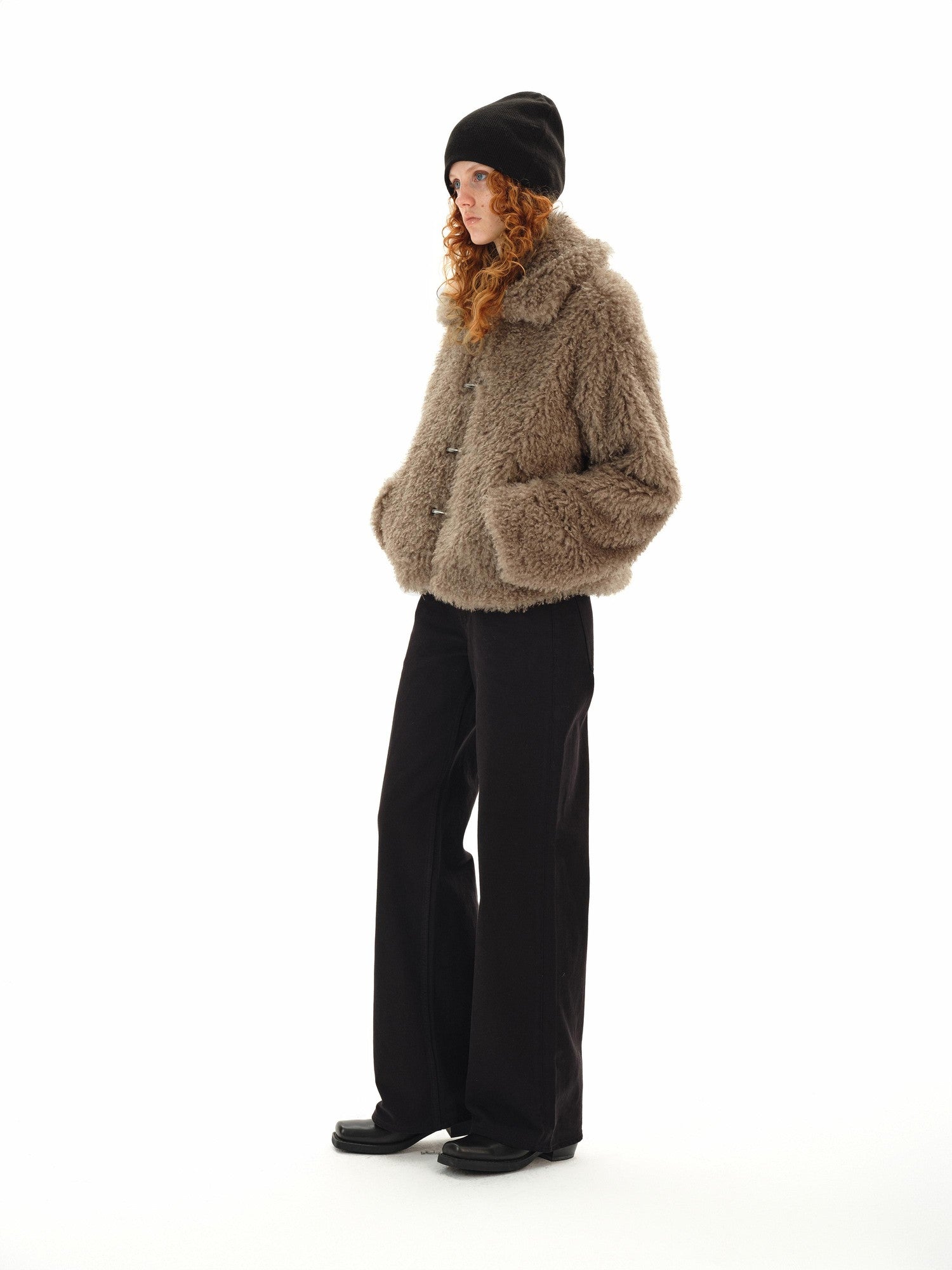 Northbutsouth Dandelion Touch Micro Curl Stand Collar High Waist Women&