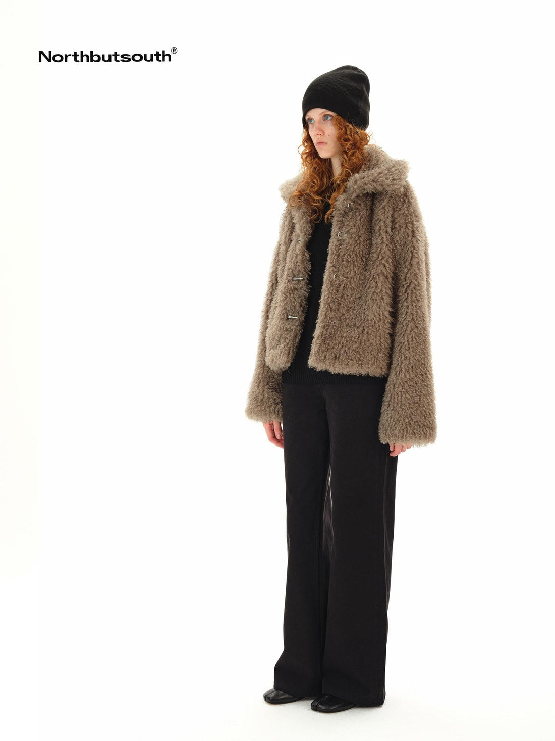Northbutsouth Dandelion Touch Micro Curl Stand Collar High Waist Women&