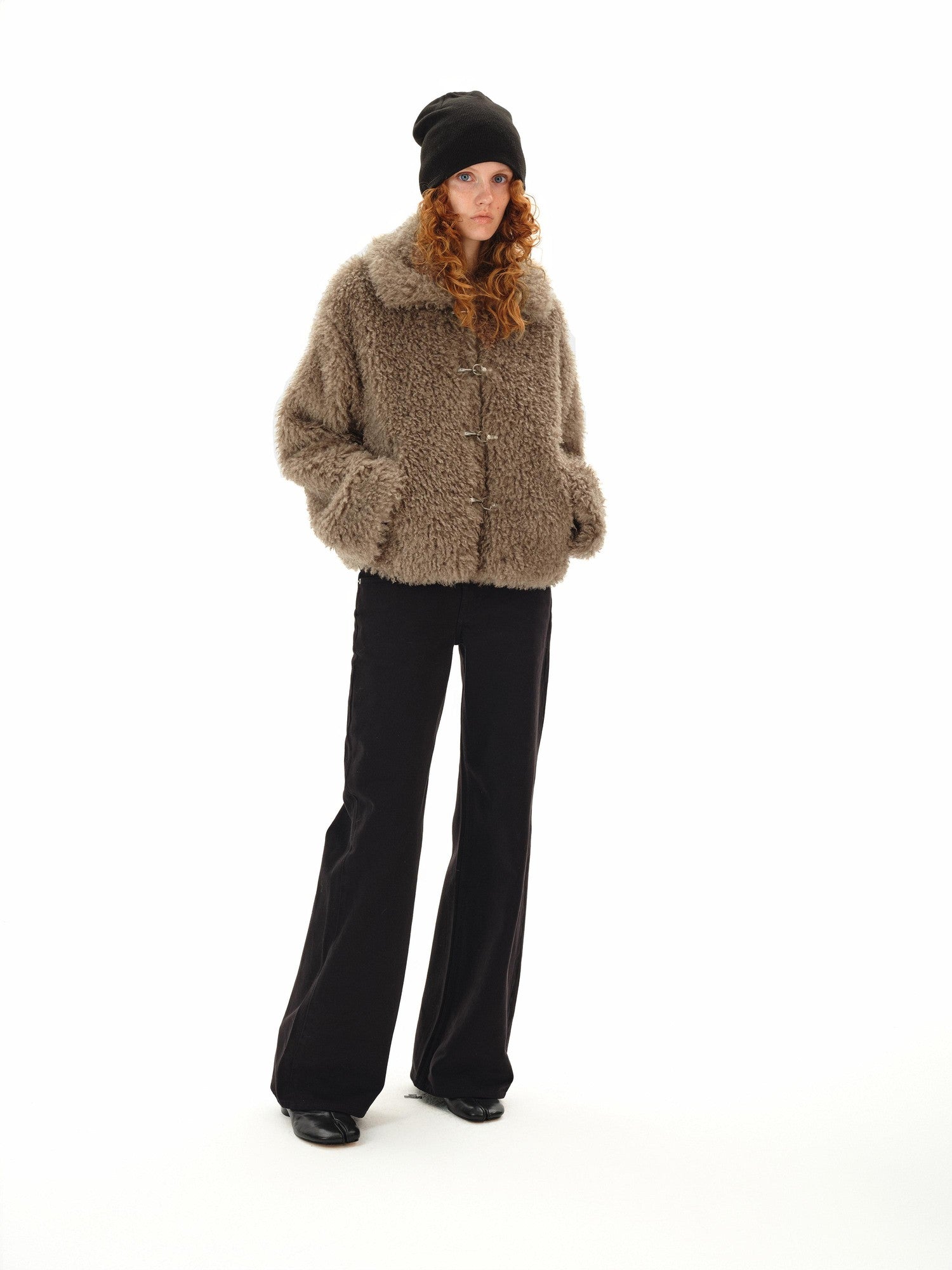 Northbutsouth Dandelion Touch Micro Curl Stand Collar High Waist Women&