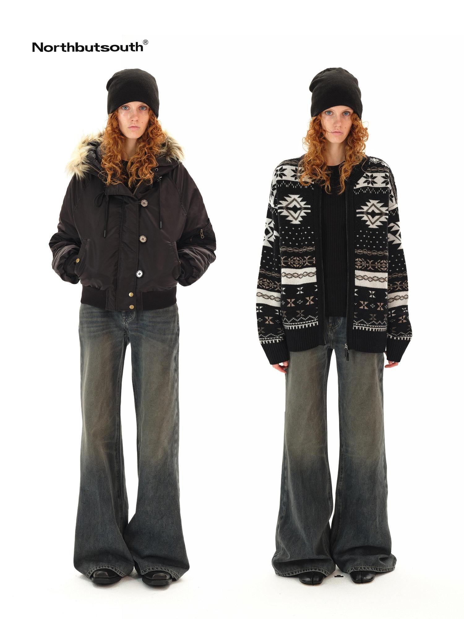 Northbutsouth Dark Wash Distressed Low Rise Micro Flare Women&