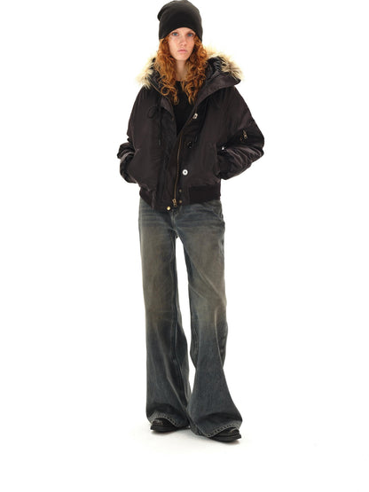 Northbutsouth Dark Wash Distressed Low Rise Micro Flare Women&