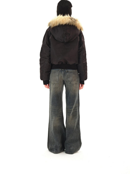 Northbutsouth Dark Wash Distressed Low Rise Micro Flare Women&
